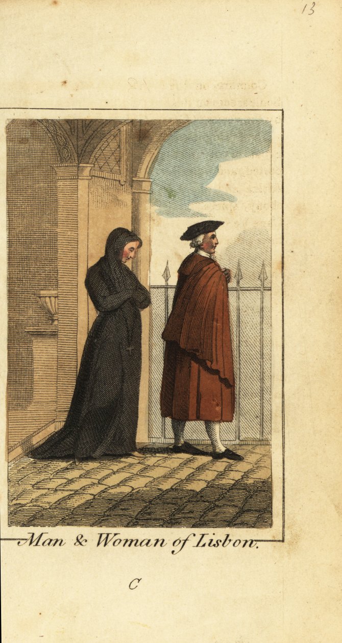 Man and woman of Lisbon, Portugal by English School