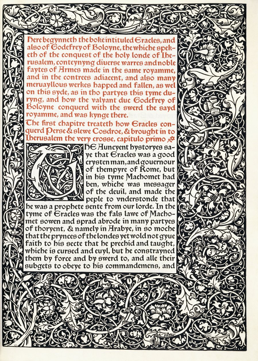 Manuscript with historiated initial G and full page-border, 1893 by English School