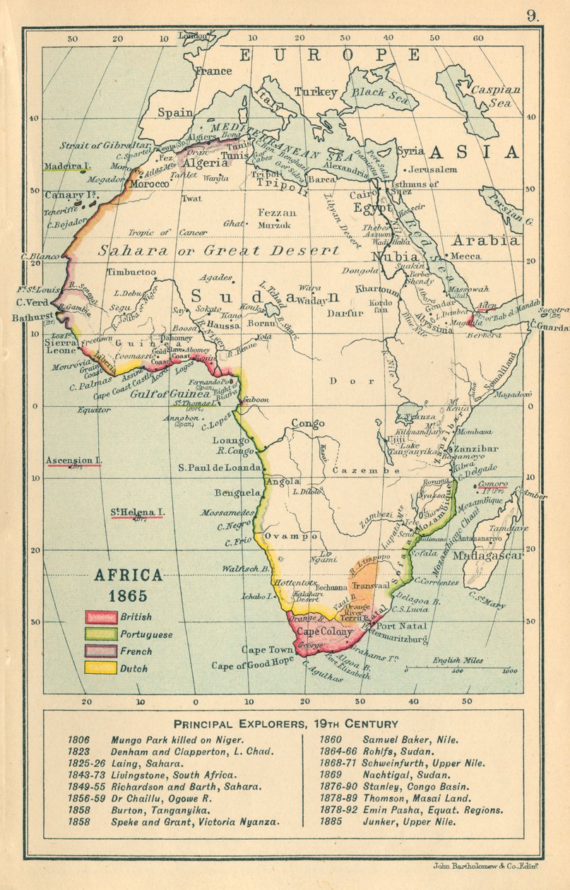 Map: Africa 1865 by English School