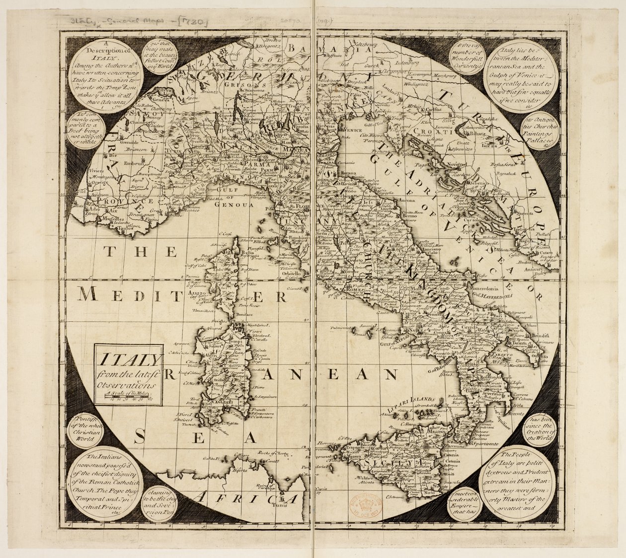 Map of Italy by English School