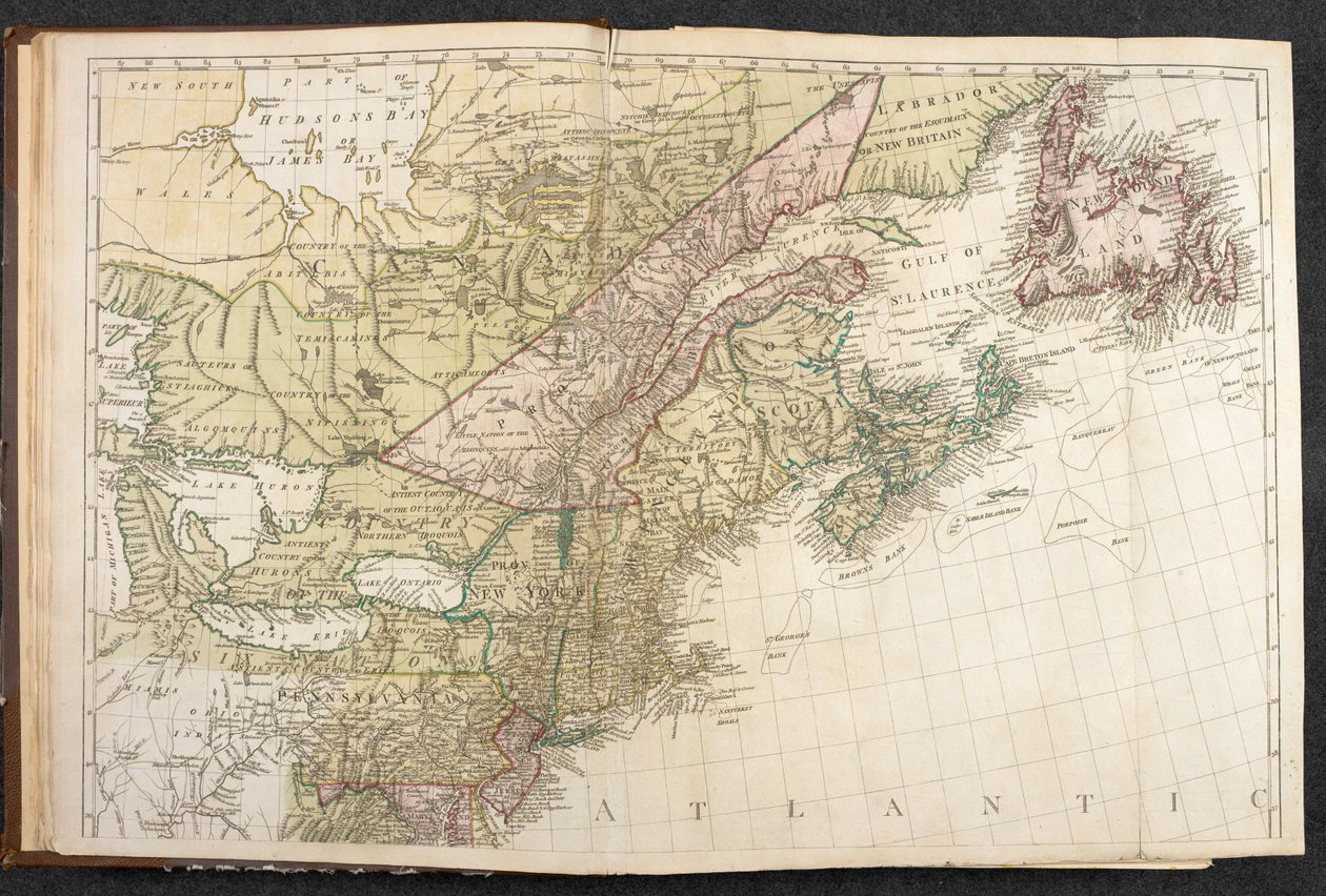 Map of North America, detail of the East coast of the USA and Canada, from 