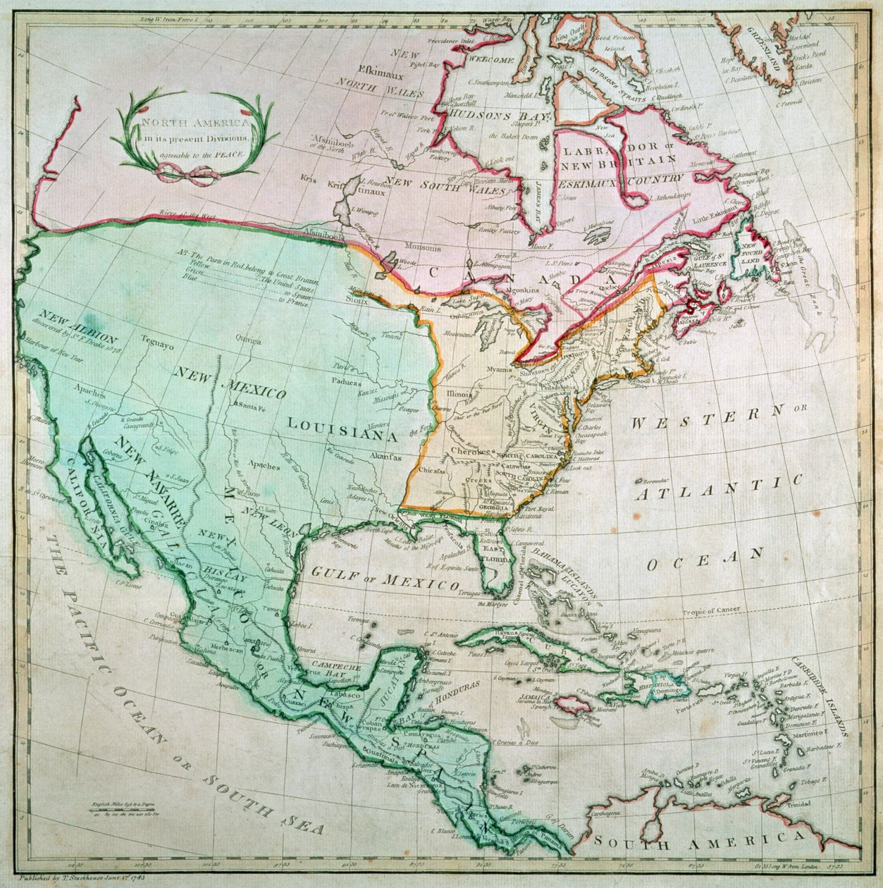 Map of North America, Published by T. Stackhouse, 1783 by English School