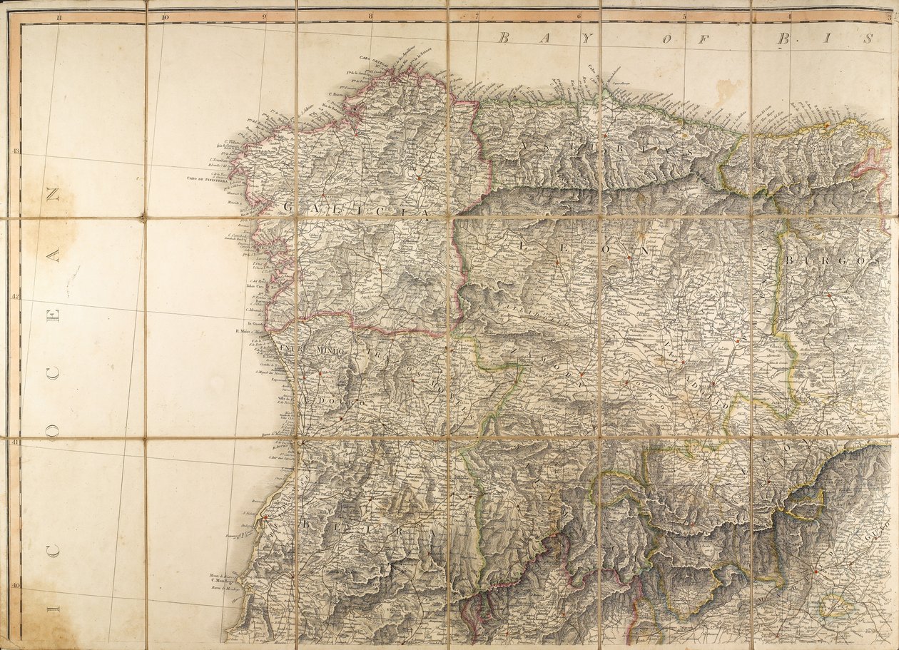 Map of Spain said to have been used by the Duke of Wellington by English School
