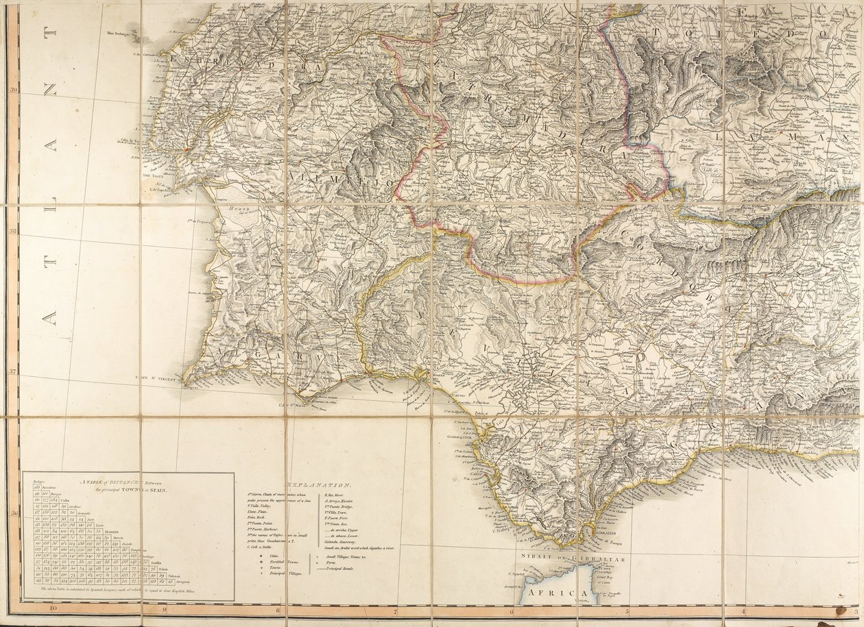 Map of Spain said to have been used by the Duke of Wellington by English School