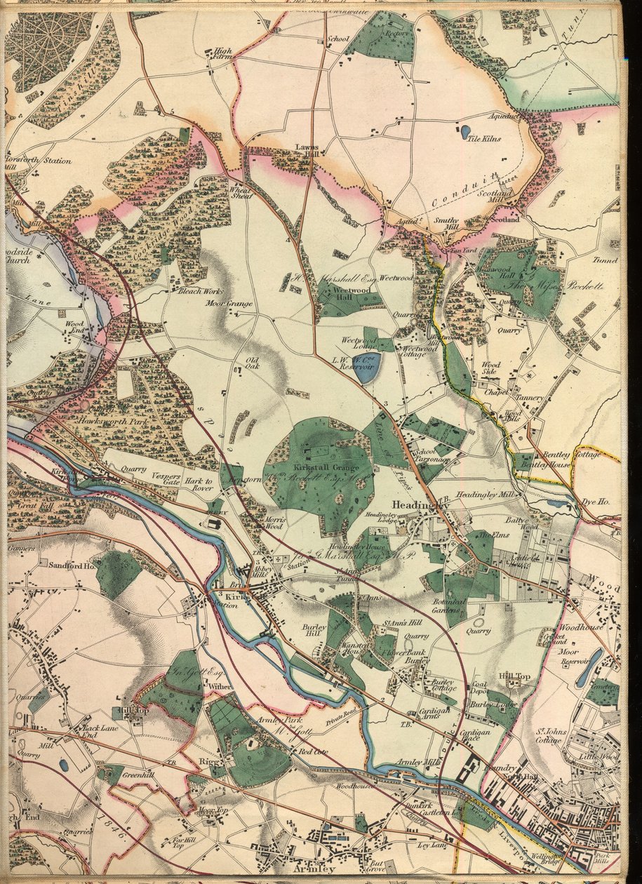 Map Showing Toll Bar House, Morris Lane, Kirkstall, West Yorkshire by English School