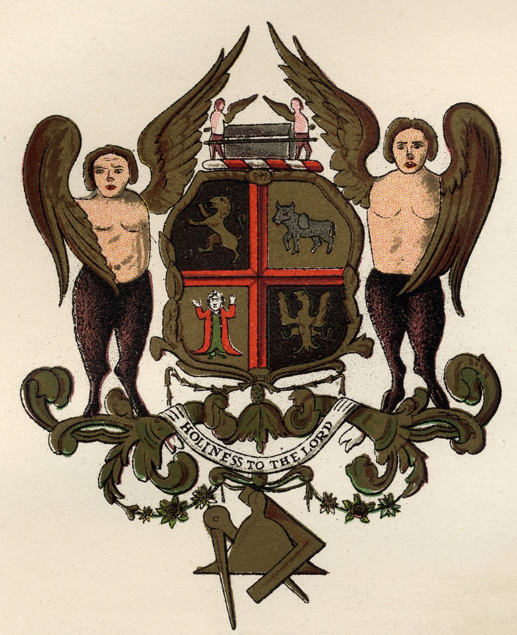 Masonic arms, after a painted panel in the possession of W.H.Y. Rylands, from The History of Freemasonry, volume II, published by Thomas C. Jack, London, 1883 by English School