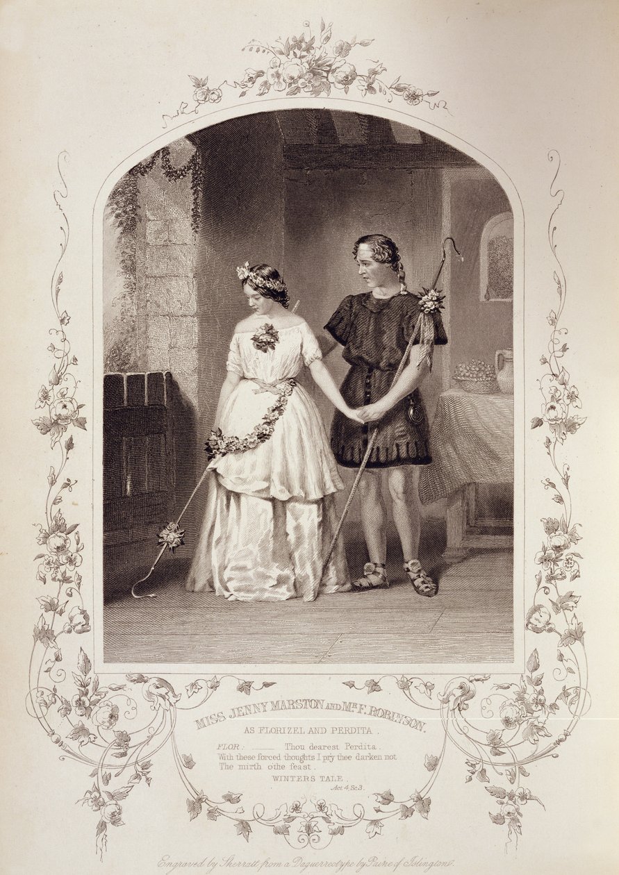 Miss Jenny Marston as Perdita and Mr F. Robinson as Florizel, Act IV Scene 3, in The Winter