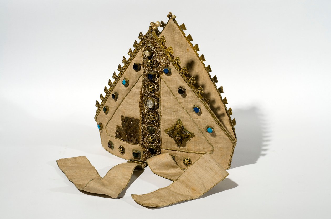 Mitre belonging to William of Wykeham, late 14th or early 15th century, view of the back by English School