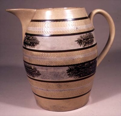 Mocha ware jug, probably made in Staffordshire by English School