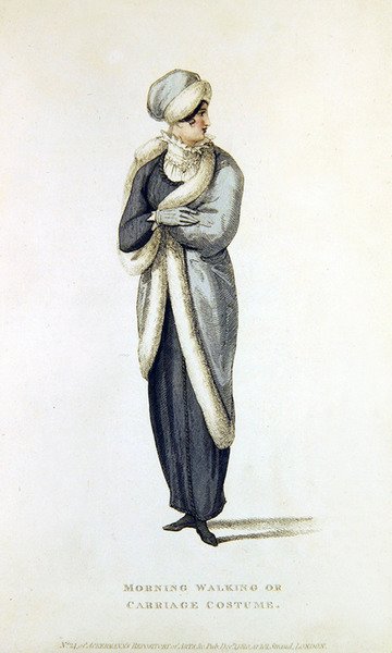 Morning, walking or carriage costume, fashion plate from Ackermann