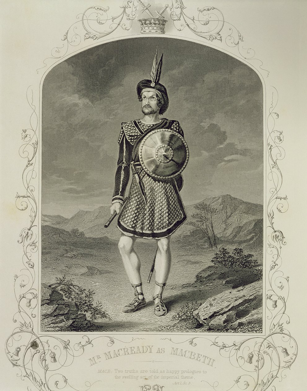 Mr Macready as Macbeth, Act I Scene 3, in the play by William Shakespeare by English School