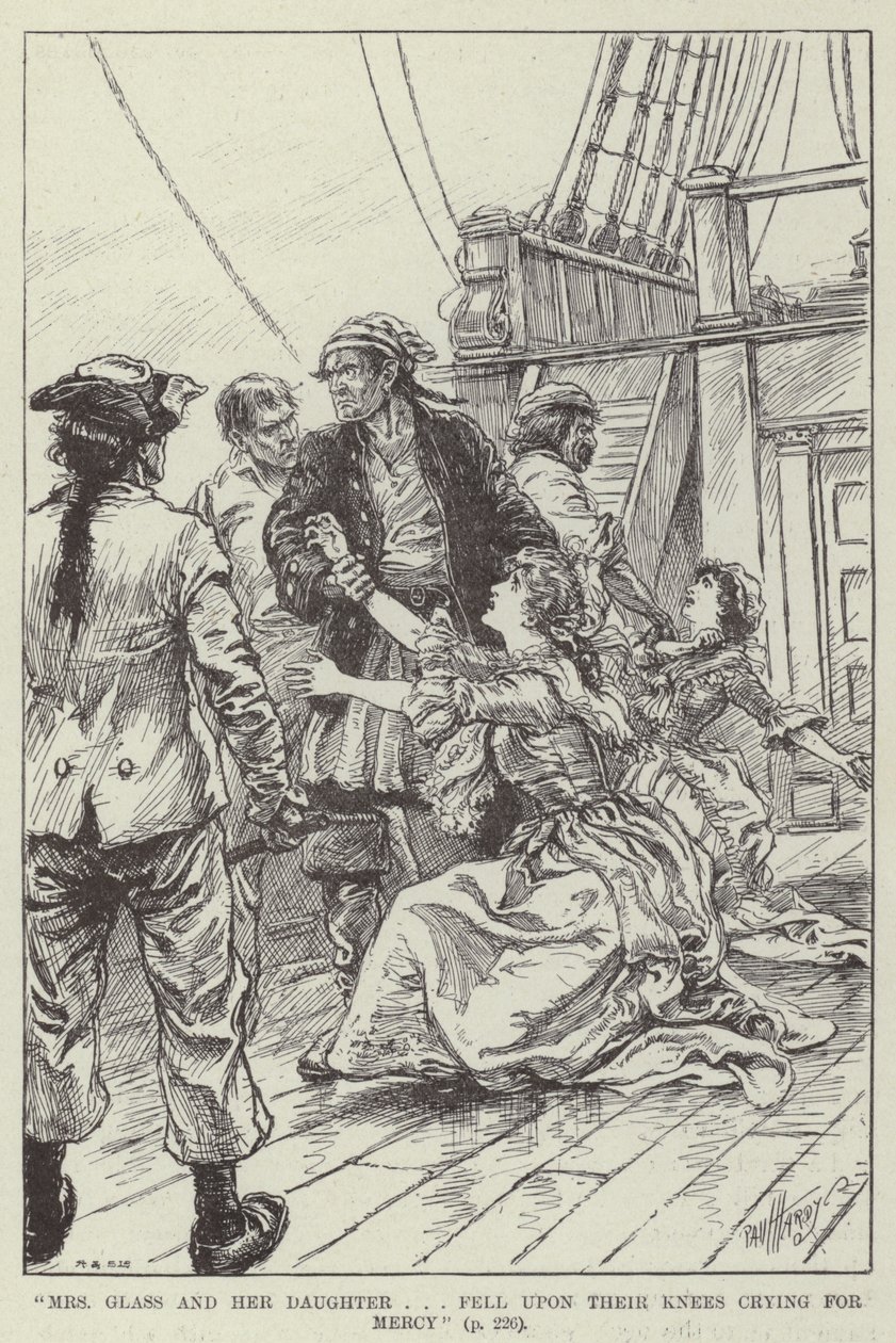 Mrs Glass and Her Daughter Fell Upon Their Knees Crying for Mercy by English School