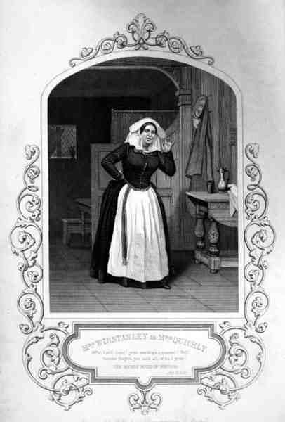 Mrs Winstanley as Mrs Quickly, Act II Scene 2, in The Merry Wives of Windsor by William Shakespeare by English School
