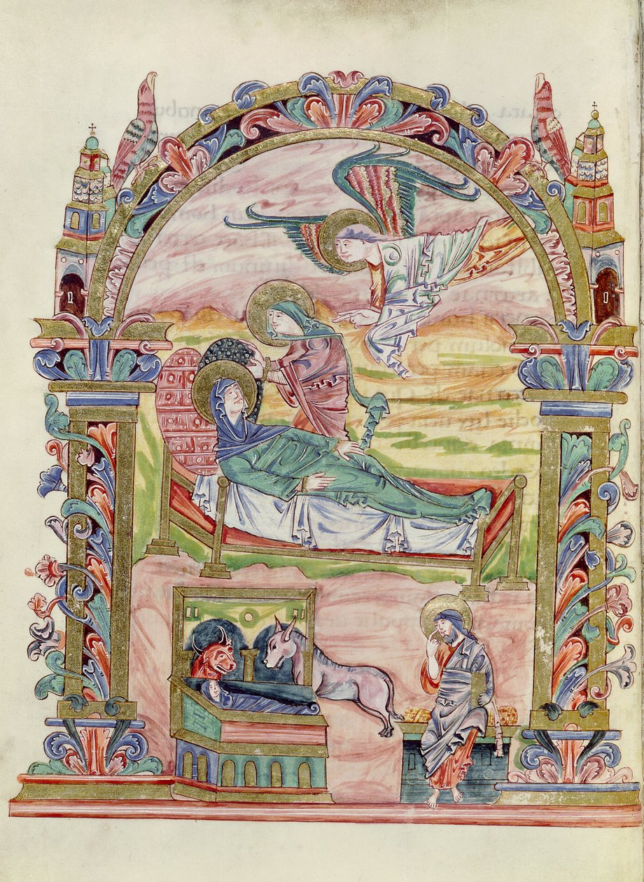 Nativity, from the Missal of Robert of Jumieges, c.1016 by English School