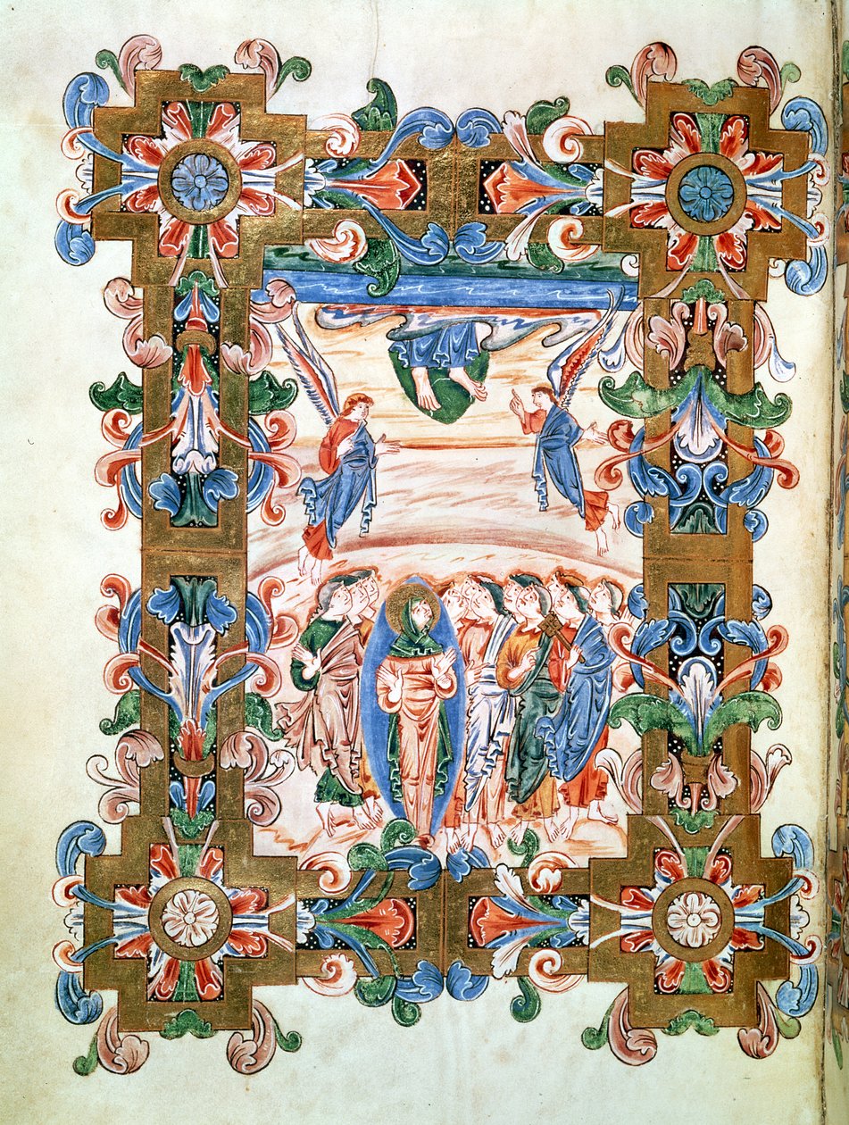 The Ascension of Christ, from the Missal of Robert of Jumieges, c.1016 by English School