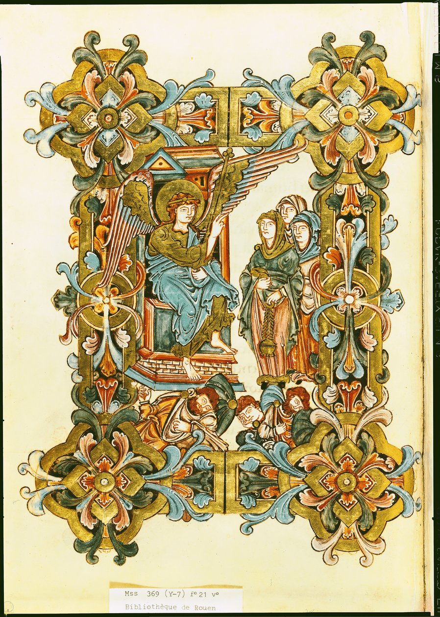 The Holy Women at the Tomb, from the Winchester Pontifical, late 10th to early 11th century by English School