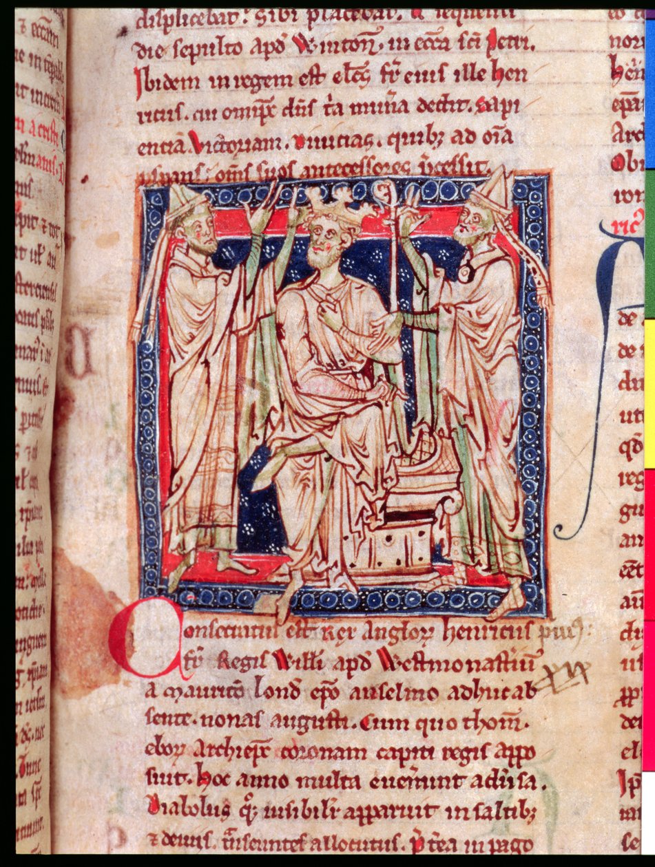 Henry I (1068-1135), miniature from Flores Historiarum, by Matthew Paris, 1250-52 by English School