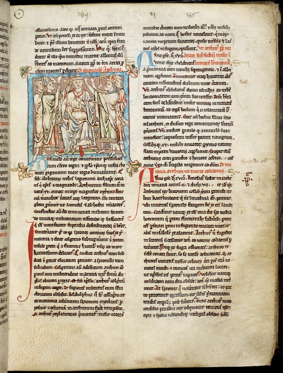 King Arthur, miniature from Flores Historiarum, by Matthew Paris, c.1250-52 by English School