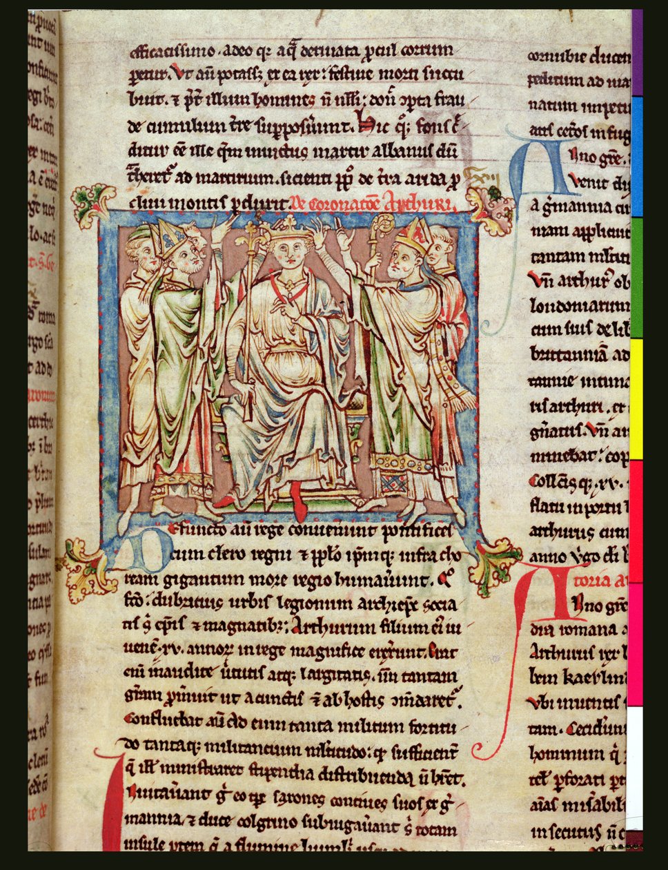 King Arthur, miniature from Flores Historiarum, by Matthew Paris by English School