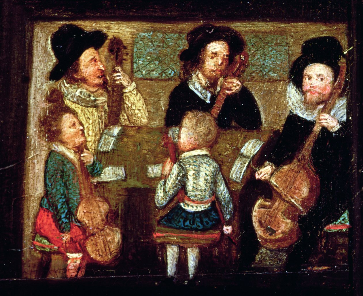 Musicians at Wadley House (detail) by English School