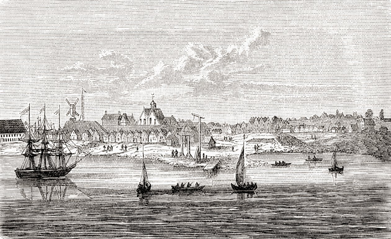 New Amsterdam, a 17th-century Dutch settlement on the southern tip of Manhattan Island, America, from Ward and Lock