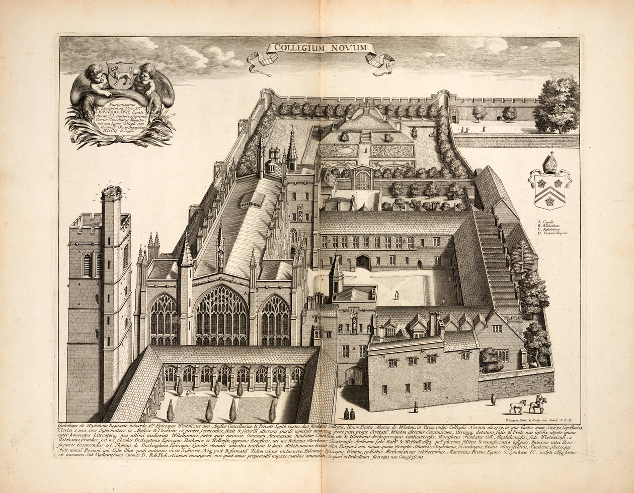 New College, plate 19 from Oxonia Illustrata by David Loggon, Oxford 1675 by English School