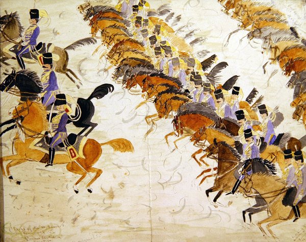 Officers on horseback galloping, c.1840 by English School