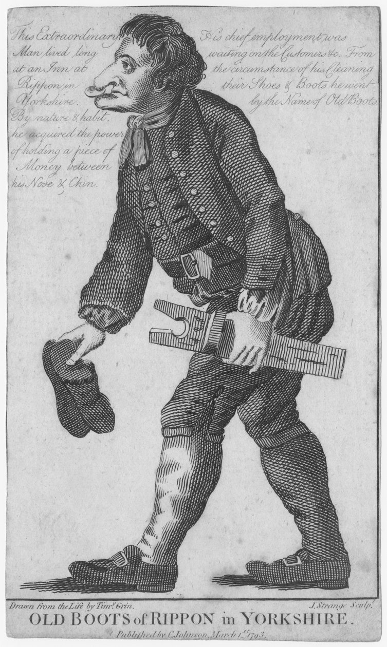 Old Boots of Rippon in Yorkshire, engraved by J. Strange after a drawing by Timothy Grin, published by C. Johnson, 1793 by English School