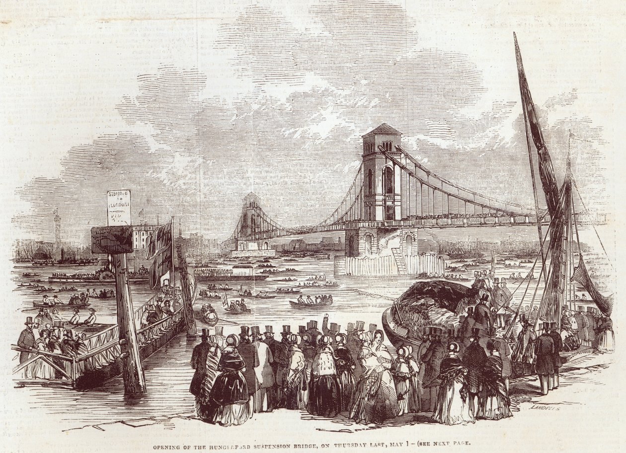 Opening of the Hungerford Suspension Bridge by English School