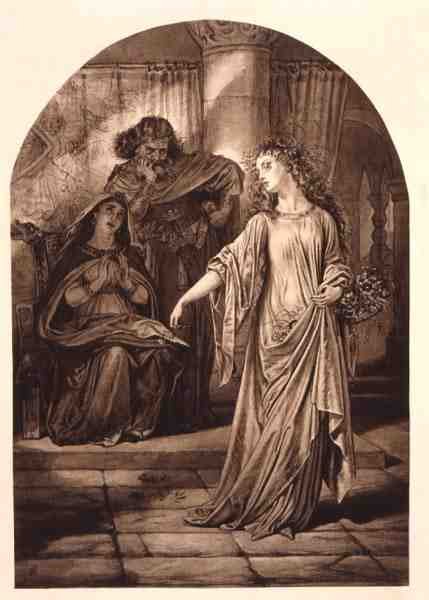Ophelia, in Hamlet by William Shakespeare by English School