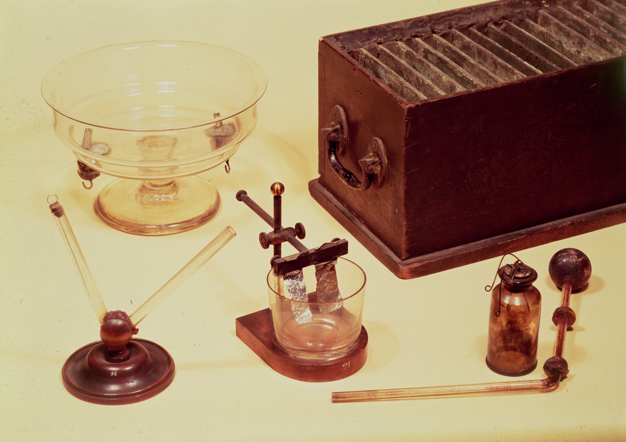 Original equipment used by Sir Humphry Davy in his electro-chemical experiment, early 19th century by English School