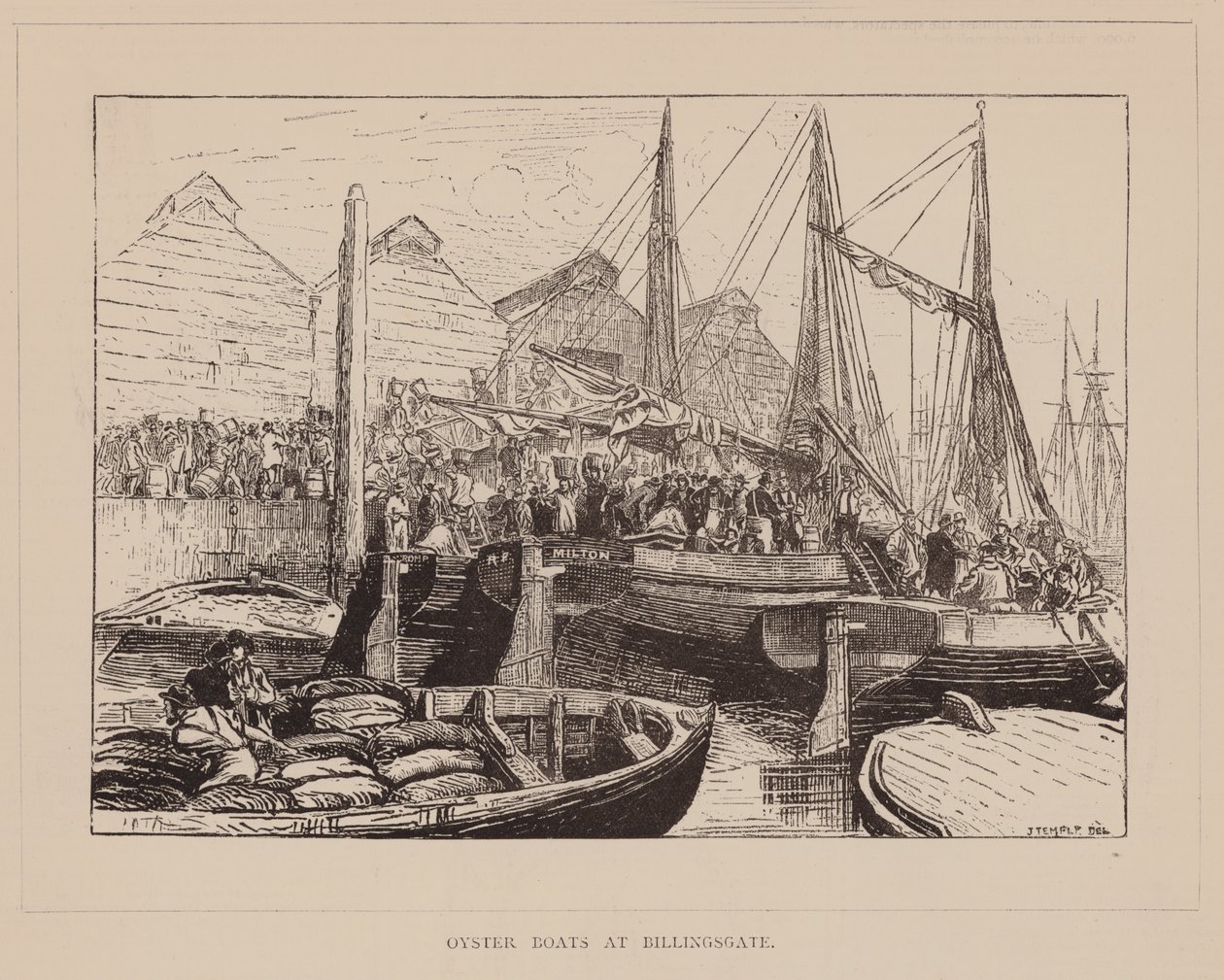 Oyster Boats at Billingsgate by English School
