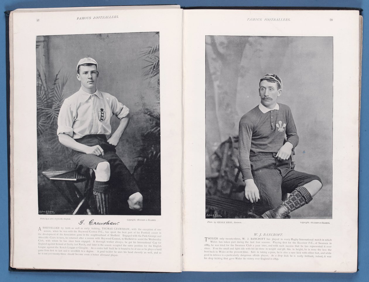 Page from Famous Footballers 1895-96, Featuring Thomas Crawshaw and William Bancroft, 1896 by English School