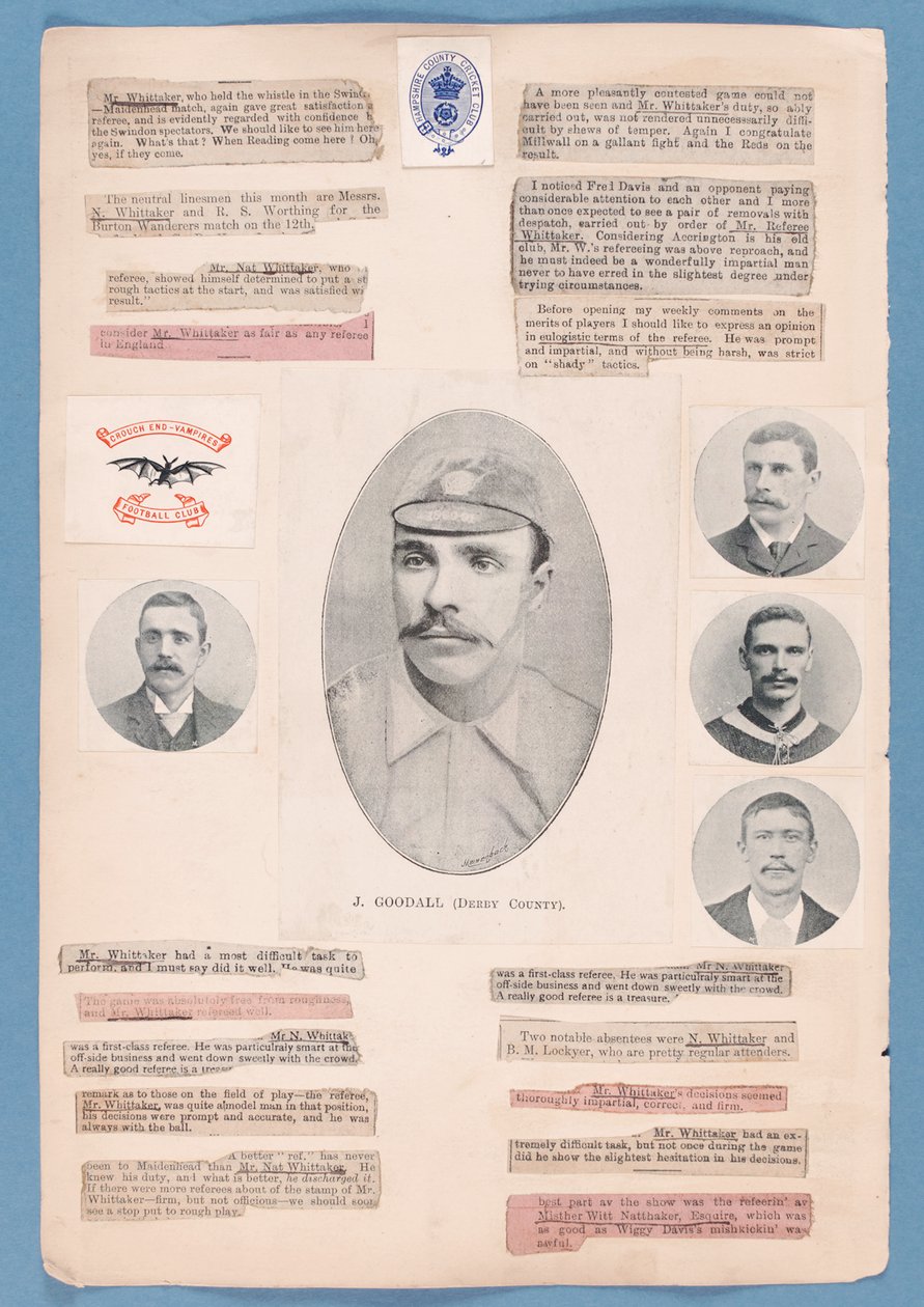 Page from a scrapbook compiled by Nat Whittaker during the 1895-96 season by English School