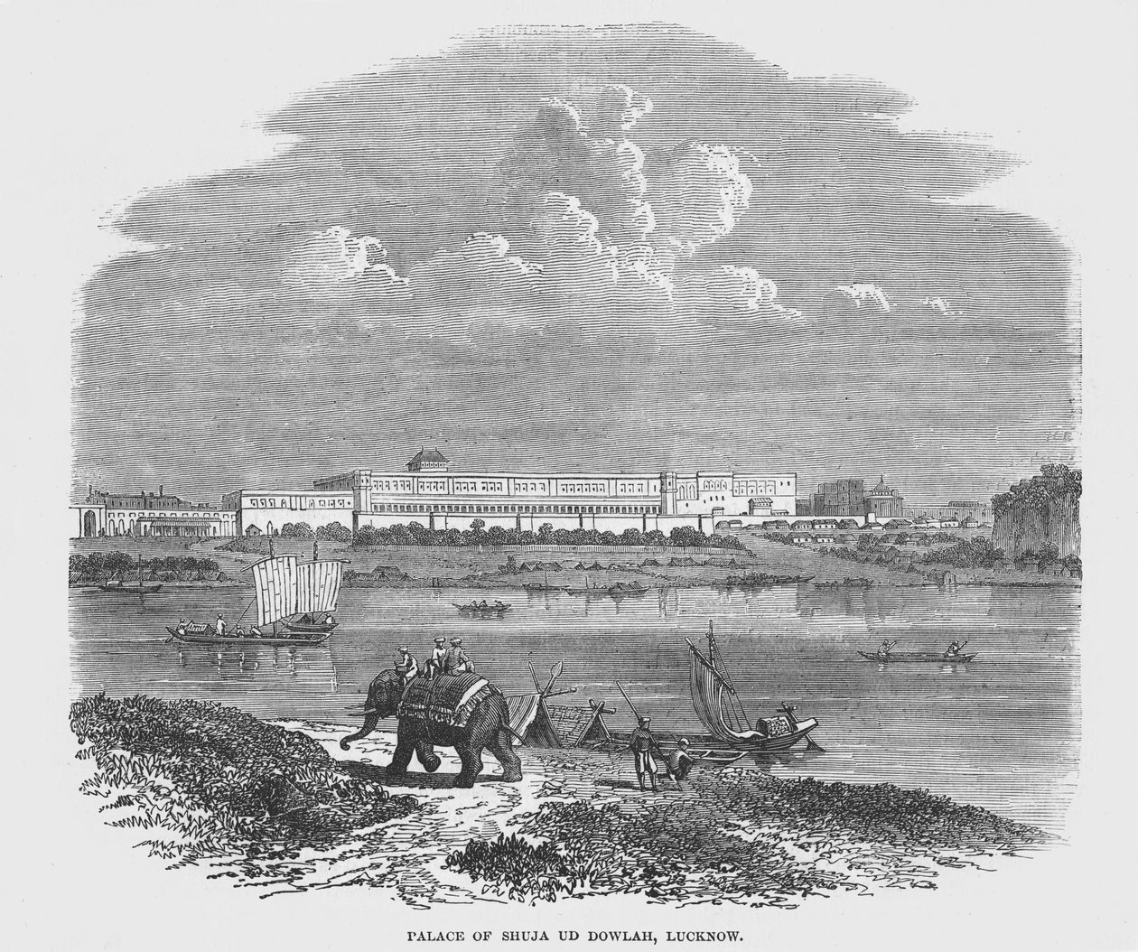 Palace of Shuja Ud Dowlah, Lucknow (engraving) by English School