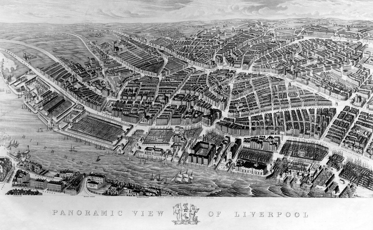 Panoramic View of Liverpool, after a watercolour by Ackerman, 1847 by English School