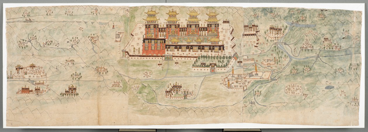 Picture-map of Central Tibet in 7 sections by English School