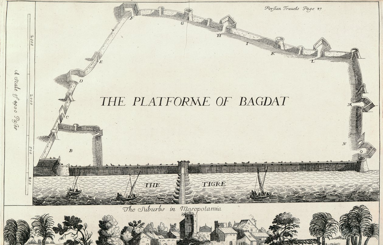 Plan of Baghdad, from an English translation of Les Six Voyages de J.B. Tavernier by English School