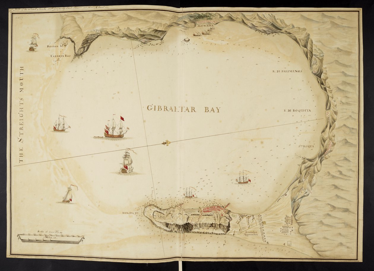Plan of Gibraltar, Five plans of the Bay and Fortress of Gibraltar by English School
