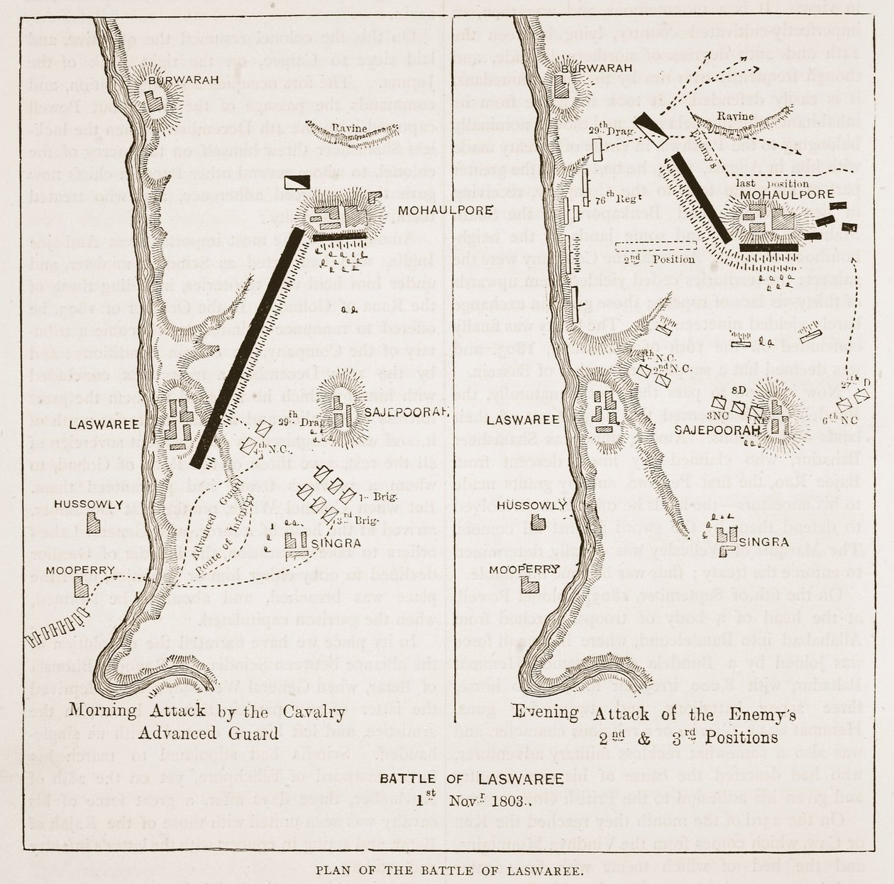 Plan of the Battle of Laswaree, Illustration from Cassell