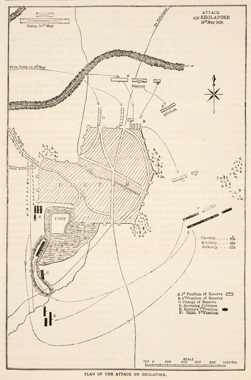Plan of the Attack on Sholapore, illustration from Cassell