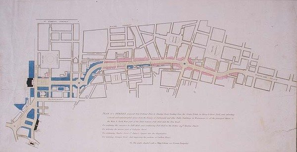 Plan of a Street Proposed from Charing Cross to Portland Place by English School