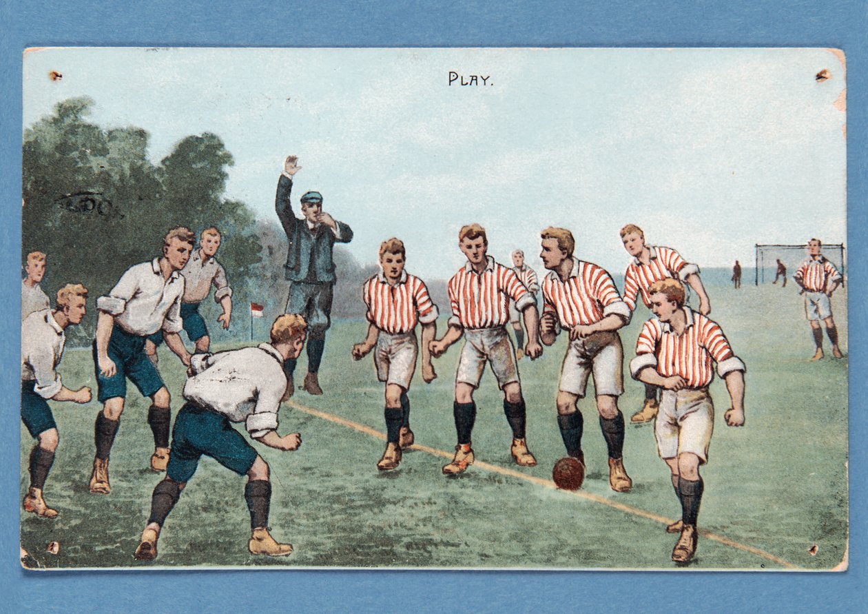 Play, postcard depicting a football match by English School
