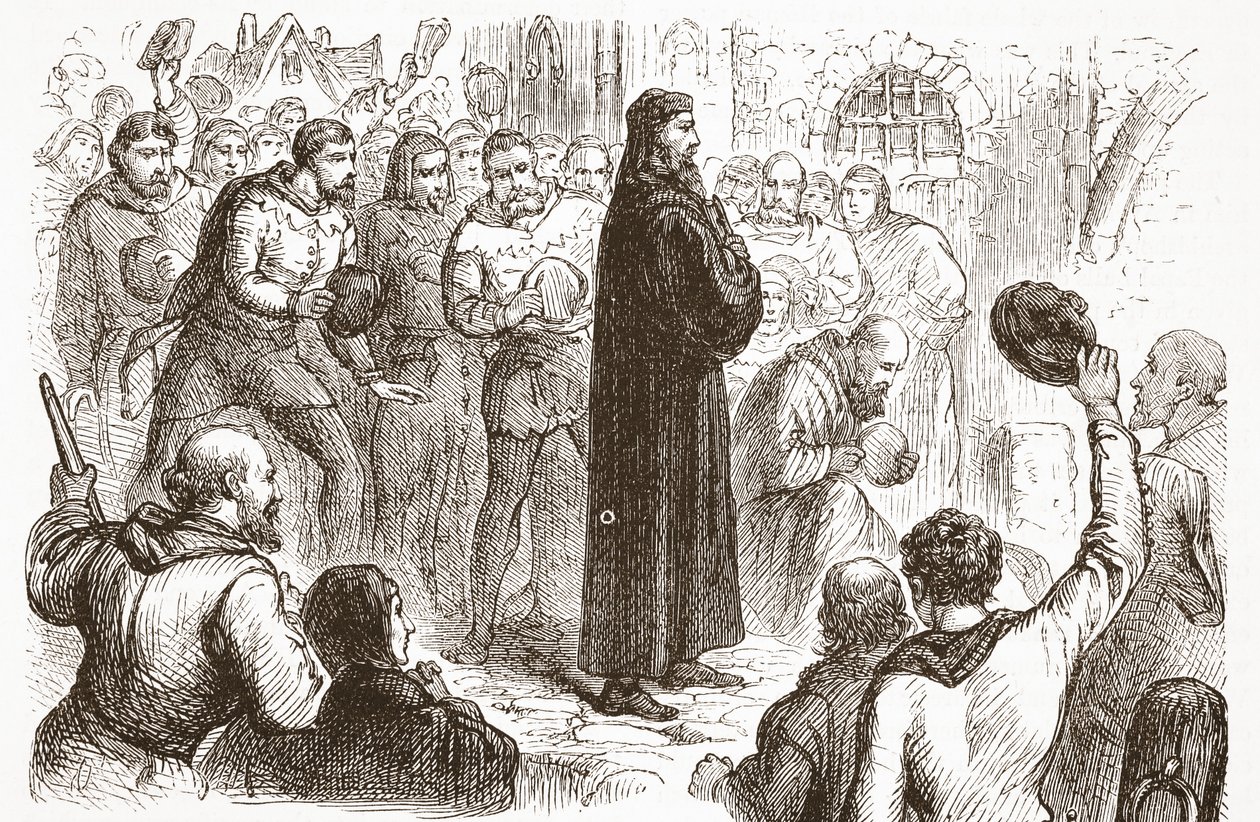 Popular demonstration at Lambeth Palace in favour of Wicliffe, illustration from The History of Protestantism by James Aitken Wylie, 1878 by English School