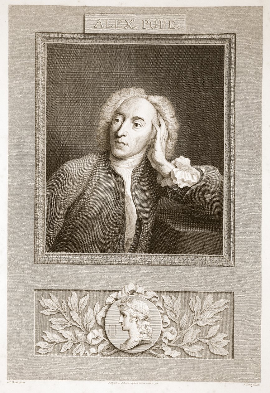 Portrait of Alexander Pope, Illustration from David Hume