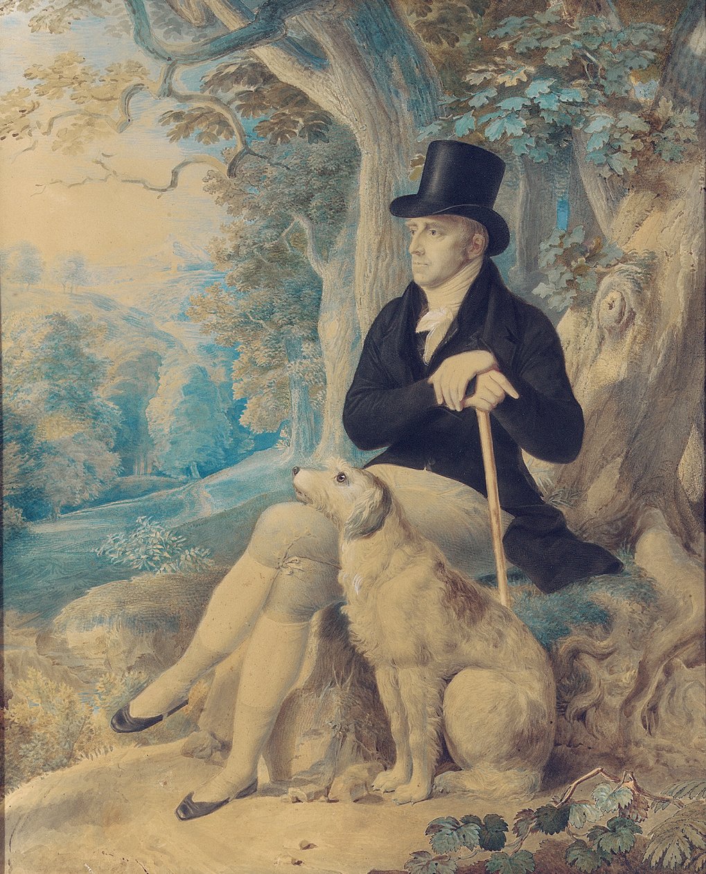 Portrait of Charles Lee, Rector of Wootton, Full Length, with a Dog, in Wootton Park, Oxfordshire by English School