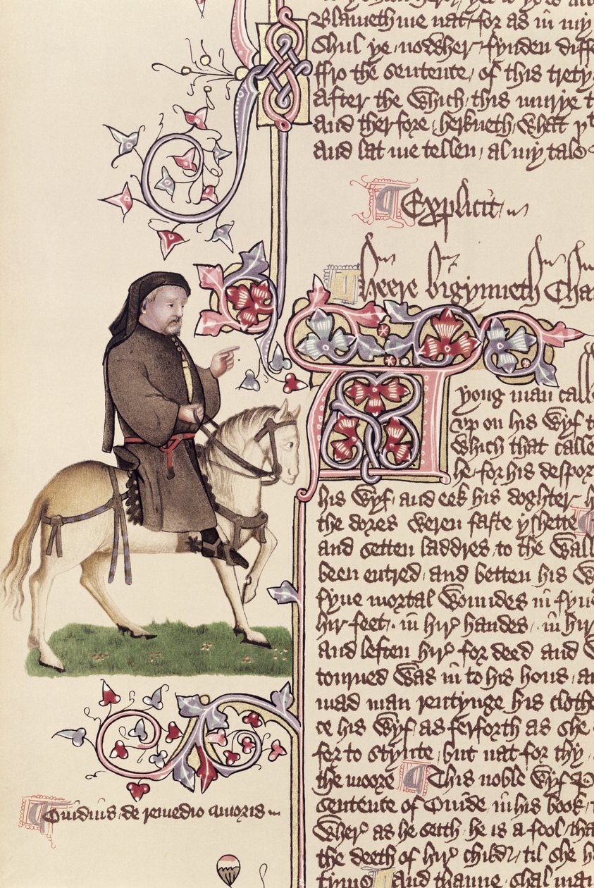 Portrait of Geoffrey Chaucer, facsimile from The Canterbury Tales by Geoffrey Chaucer by English School