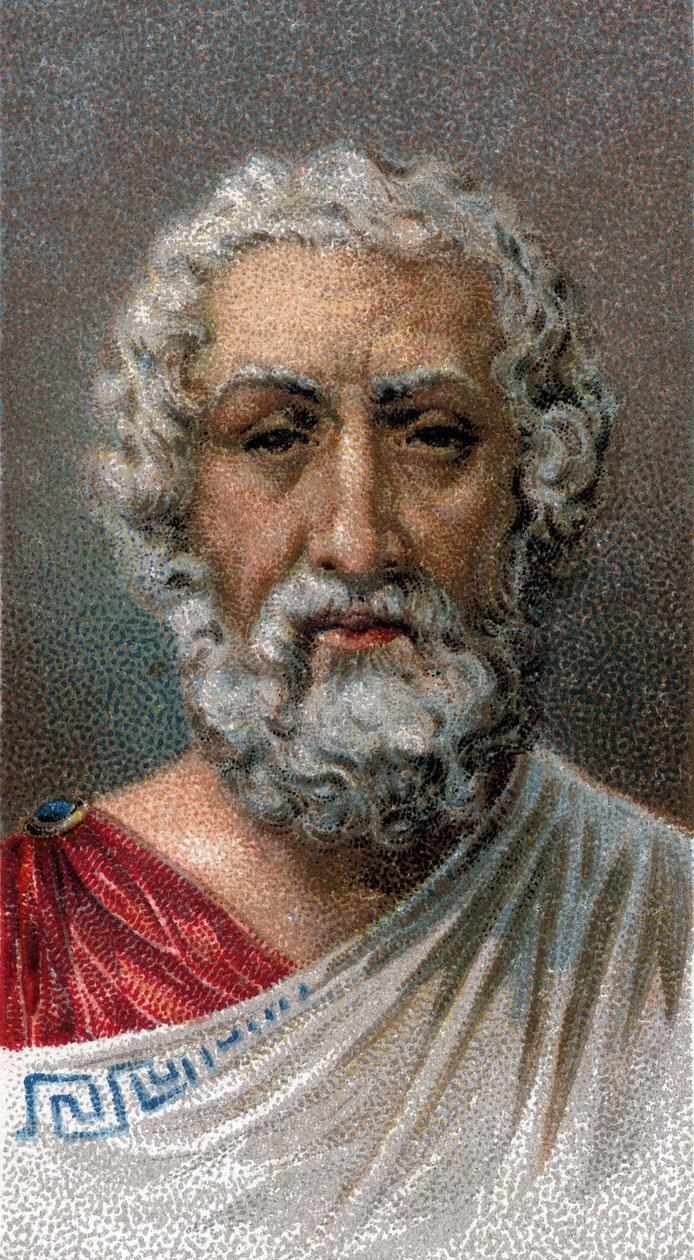 Portrait of Homer (9th-8th century BC) - Greek poet - From series Leaders of Men - Chromolithography - English School, 20th century by English School