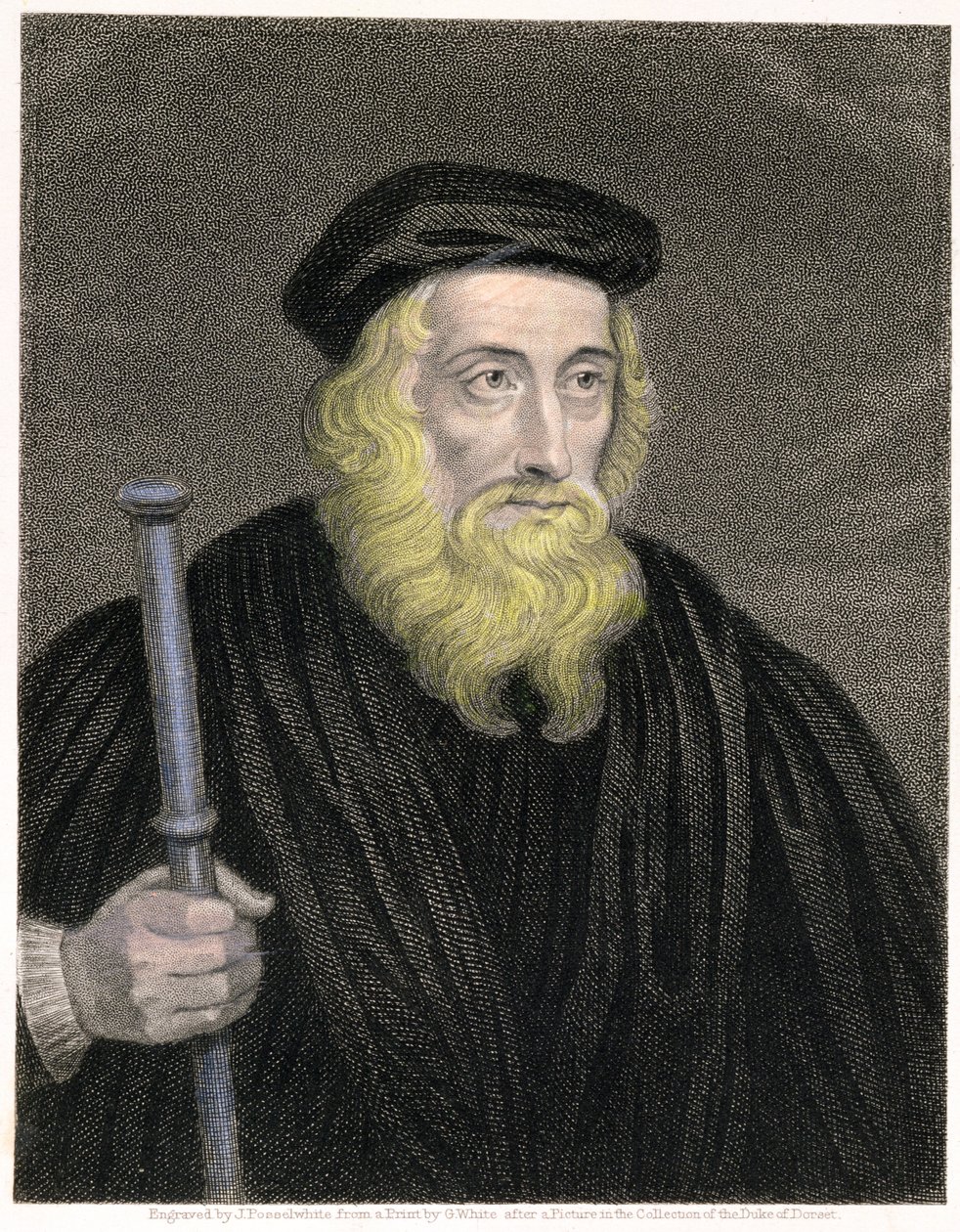 Portrait of John Wycliffe engraved by James Posselwhite after a print by G. White, pub. by William Mackenzie by English School