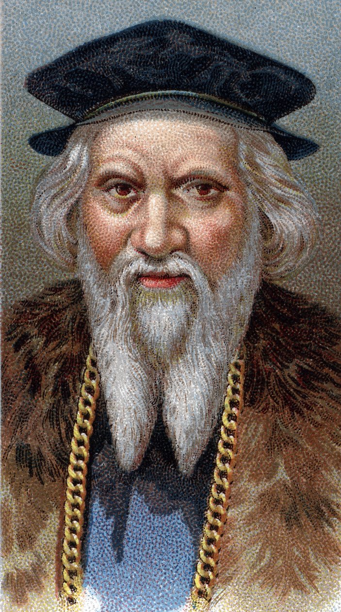 Portrait of Sebastiano Caboto (Sebastian Cabot) (1477-1557) - From series Leaders of Men - Chromolithography - English School, 20th century by English School